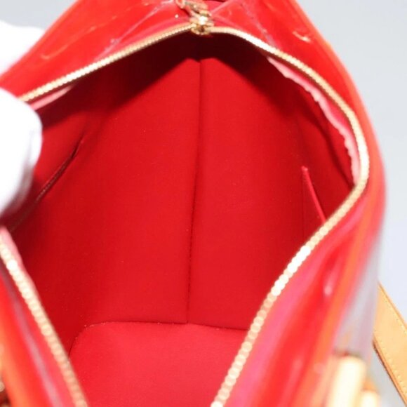 LOUIS VUITTON Monogram Vernis Houston Hand Bag Red M91092 LV Auth 117572 - Picture 13 of 16